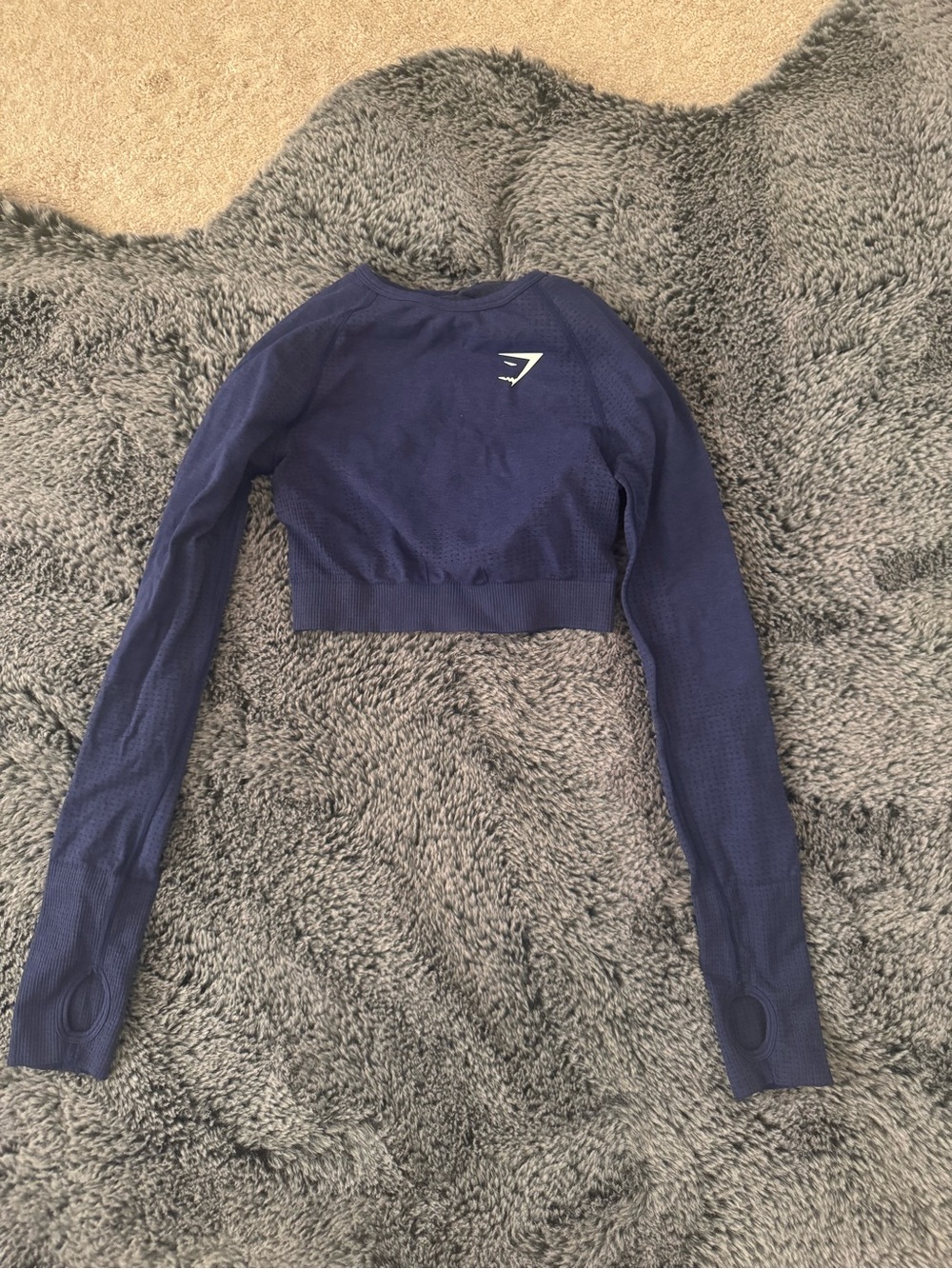 Gymshark Navy Long-Sleeve Cropped Performance Top